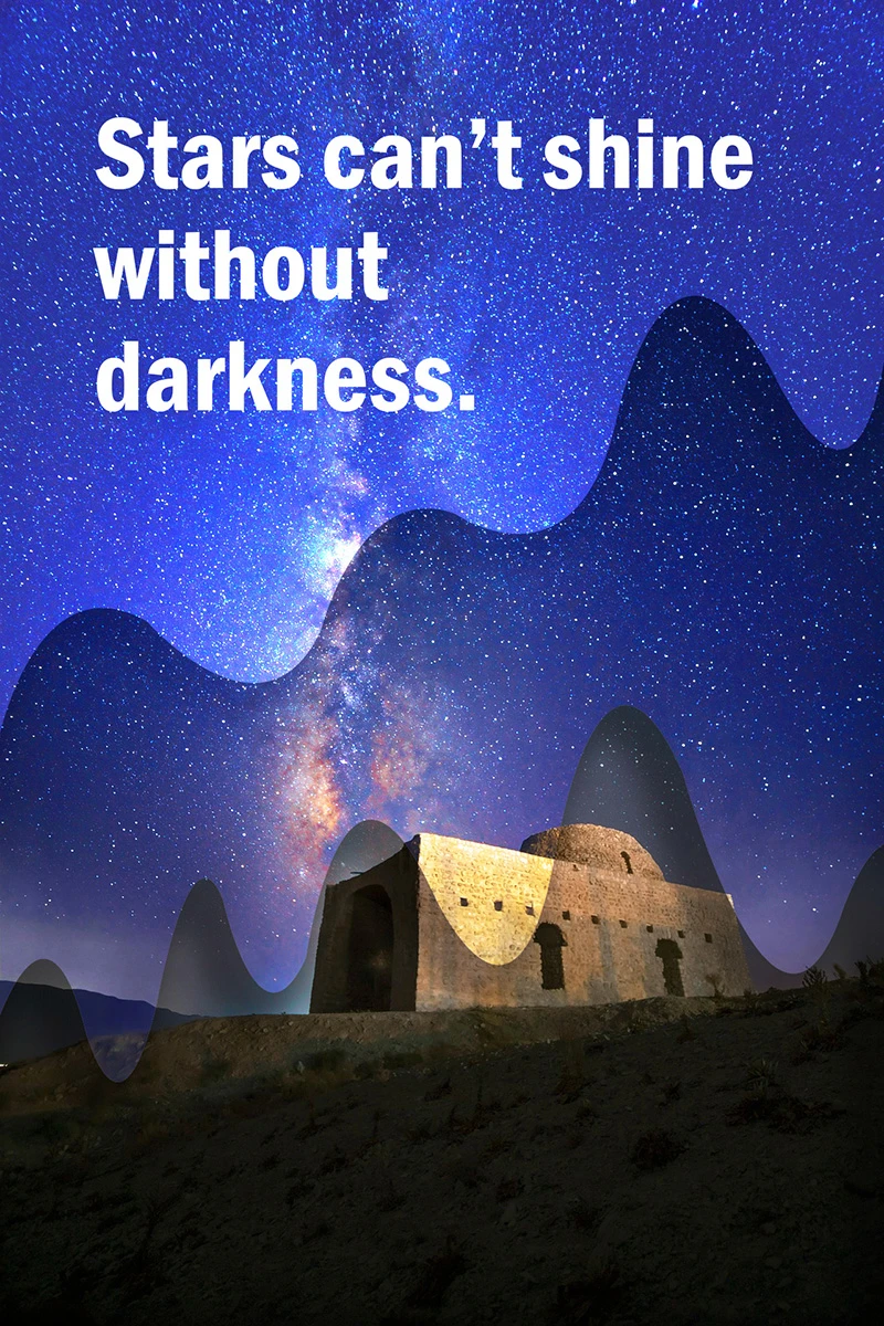 不同特效疊加出層次的星空，海報