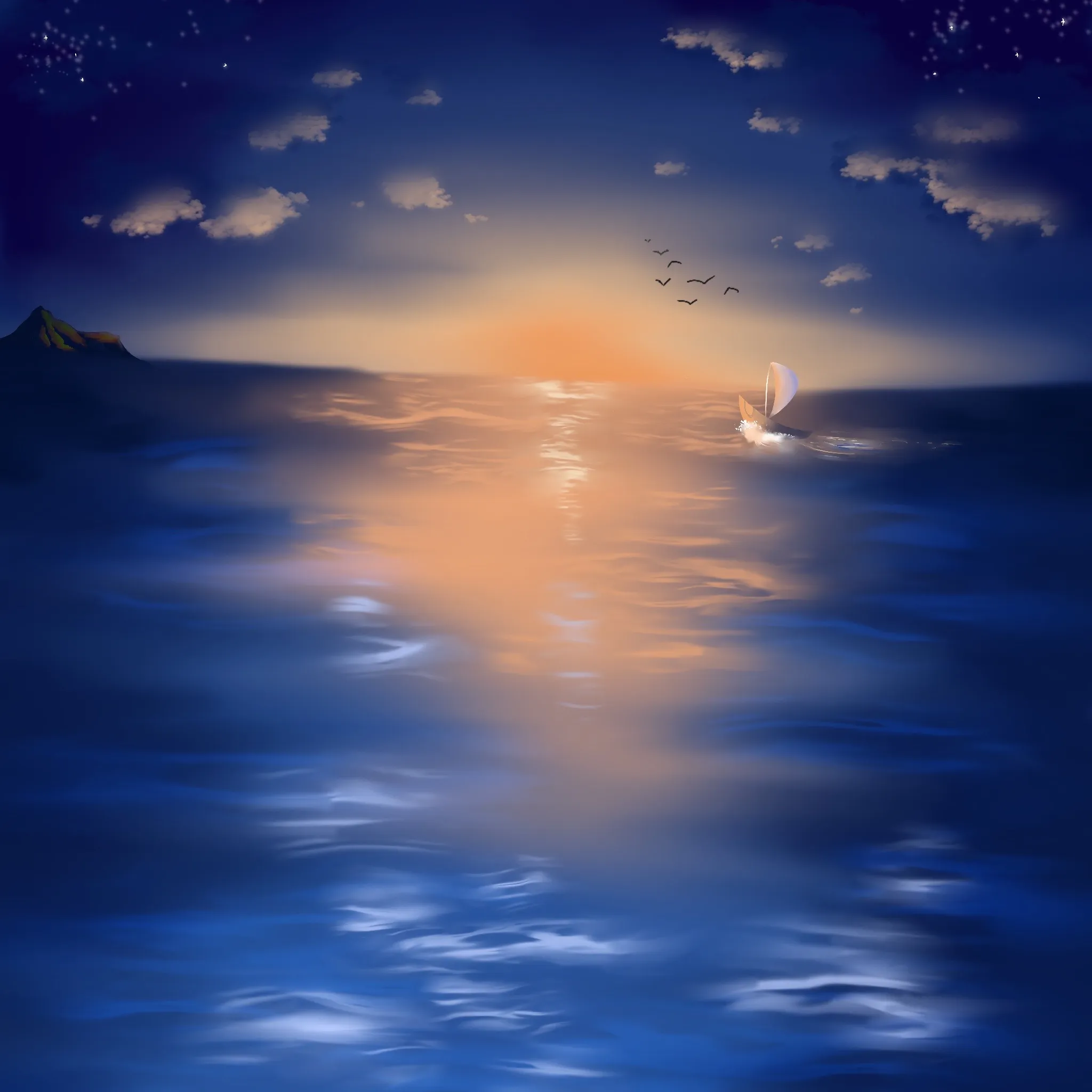 海邊夕陽